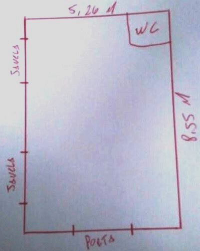 Rascunho de planta baixa para montar um studio de pilates.