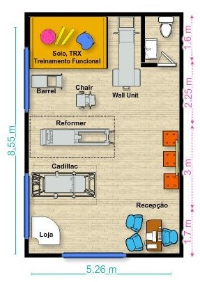 Planta baixa para montar um studio de pilates