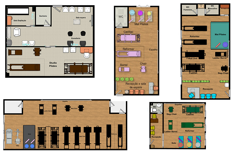 Layouts para montar um studio de pilates